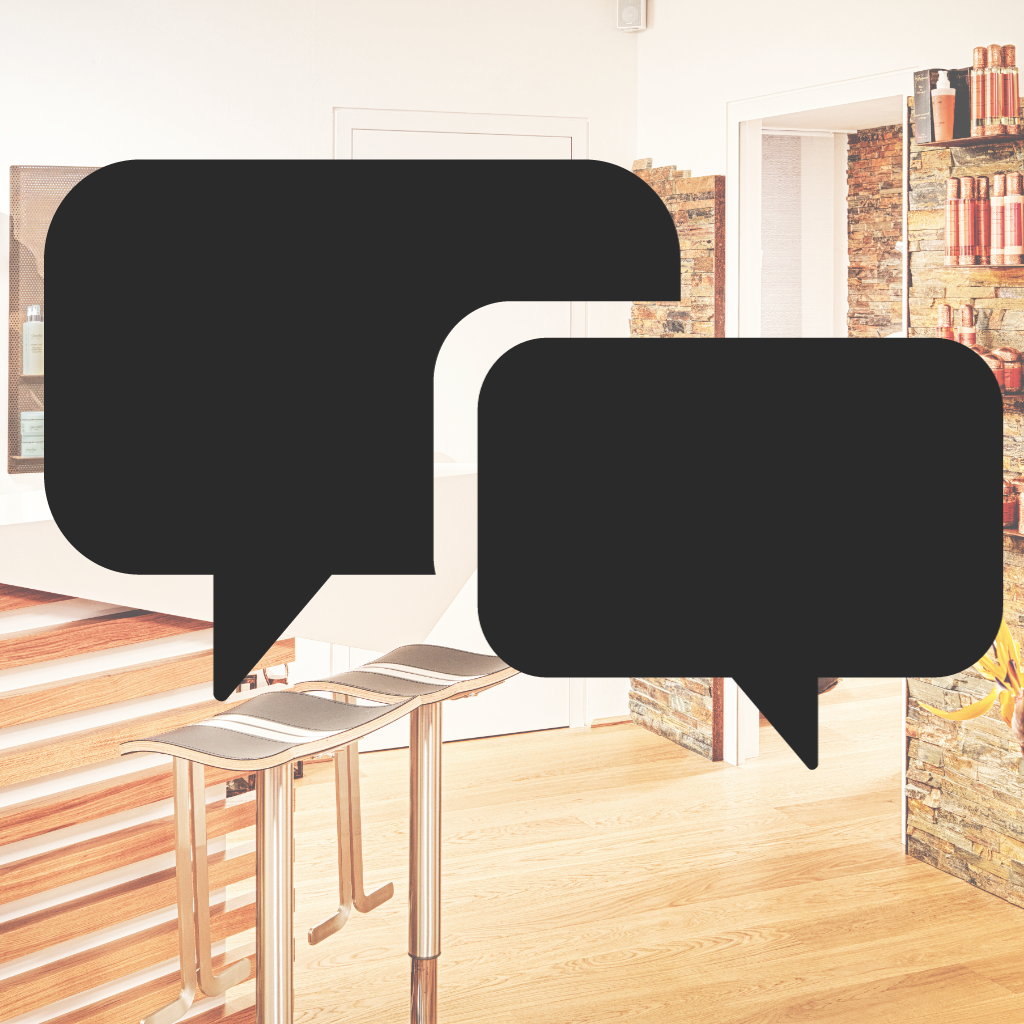 Empfangsbereich Kosmetikstudio Innsbruck mit Gesprächsblasen | INCEBEL Medical Beauty Institut